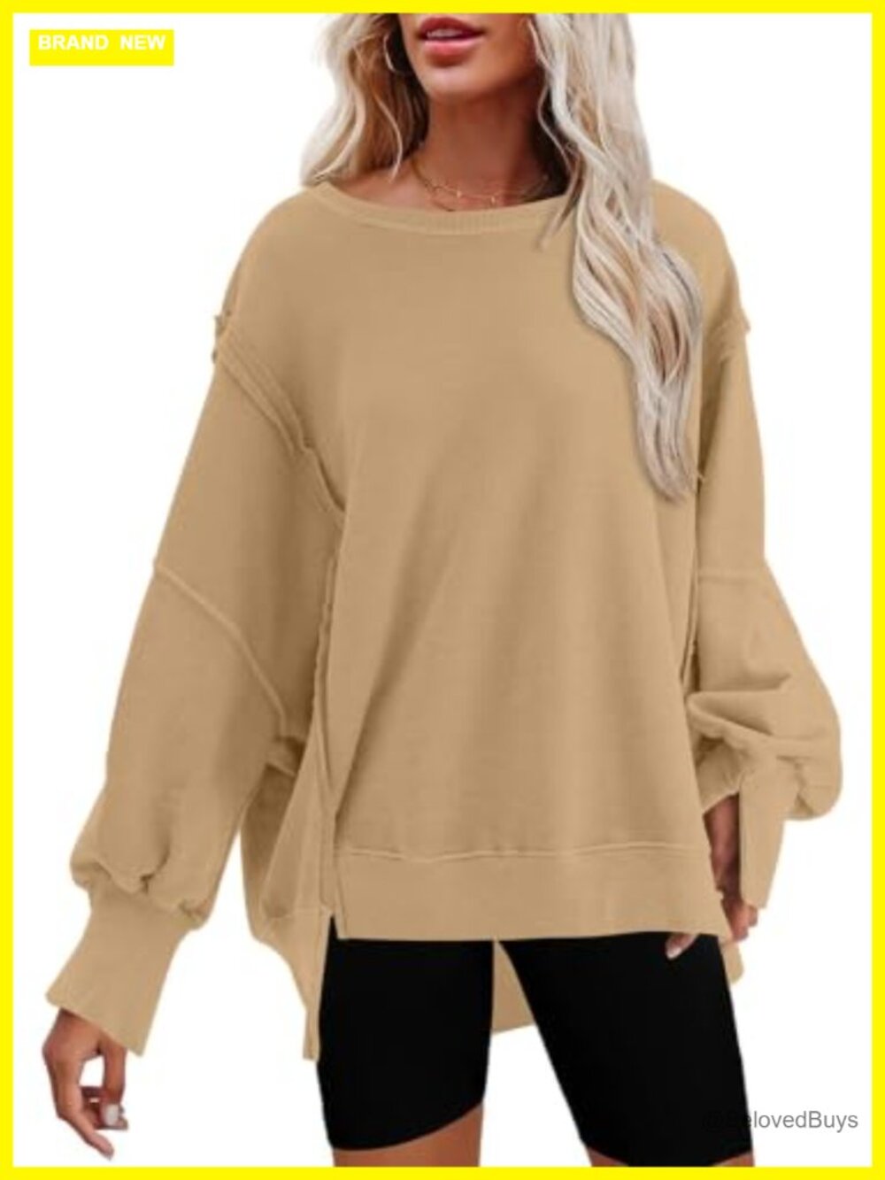 Oversized Reverse Seam Crewneck Long Sleeve Sweatshirt